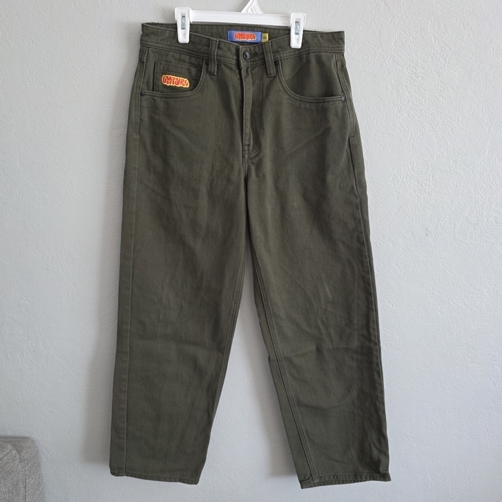 Empyre Mens Relax Green Denim Jeans Cotton Straight Leg 5 Pockets Zip Fly Sz 30